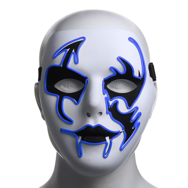 Halloweenská Maska Led Svítící Blikající Na Obličej Party Masky Se Rozsvítí Dance Halloweenský Cosplay