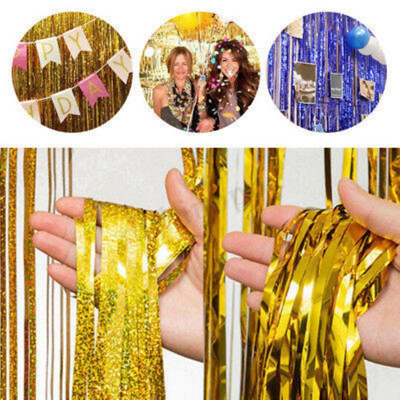 Kovové Fólie Třásně Rain Tassel Curtain Decor Dekorace Narozeninové Svatební Party