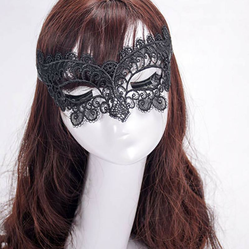 Lace Women Maska Na Obličej Masquerade Party Ples Prom Halloween Costume Masky Na Oči - Černá