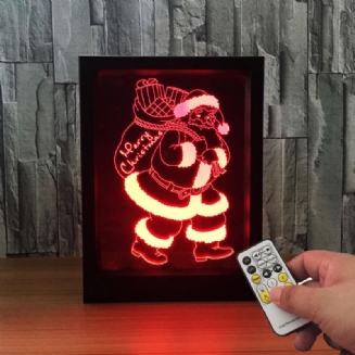 Led 3d Vánoční Barevný Fotorámeček Noční Osvětlení 7 Barev Změna Stolní Dálkové Ovládání Santa Lamp