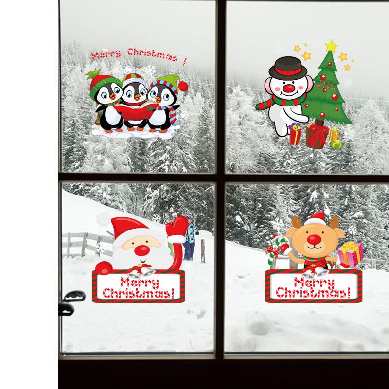 Miico Sk9108 Vánoční Samolepka Okno Kreslený Vzor Tučňák Nálepky Na Zeď Odnímatelné Pro Dekoraci Pokoje