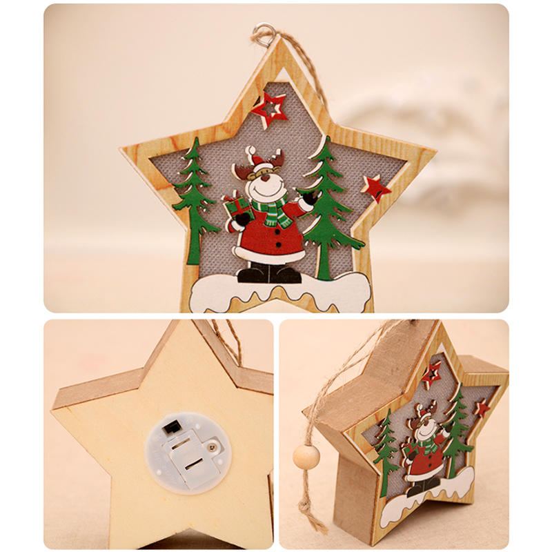 Světelné Vánoční Dřevěné Ozdobné Led Světlo Santa Claus Deer Lampa Xmas