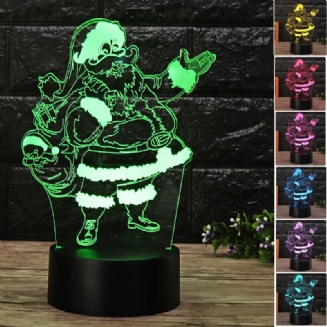 Vánoční 3d Santa Claus Led Noční Dotyková Barva Měnící Iluze Usb Světelná Lampa