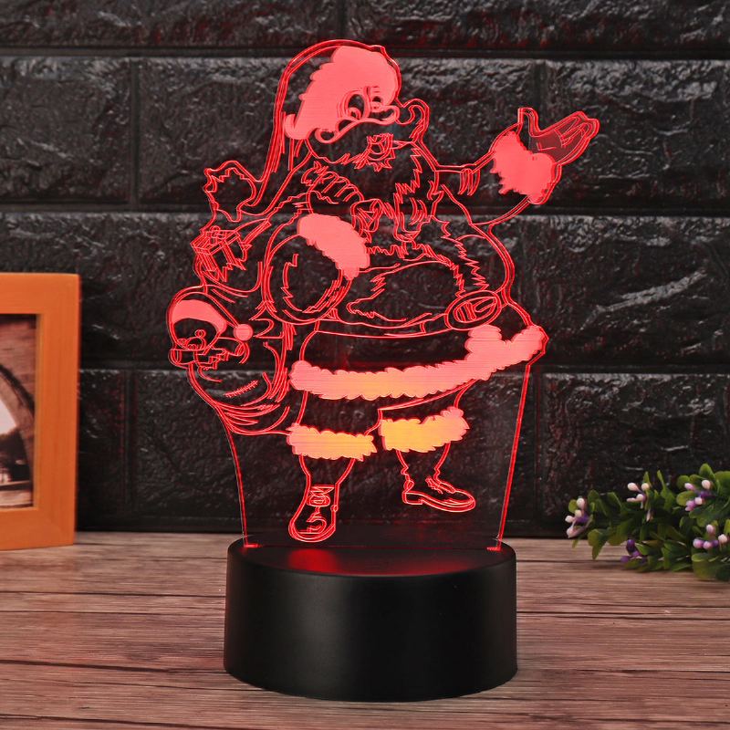 Vánoční 3d Santa Claus Led Noční Dotyková Barva Měnící Iluze Usb Světelná Lampa