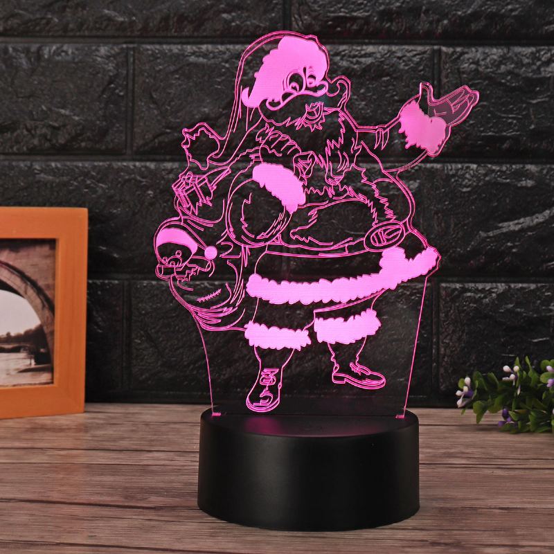 Vánoční 3d Santa Claus Led Noční Dotyková Barva Měnící Iluze Usb Světelná Lampa