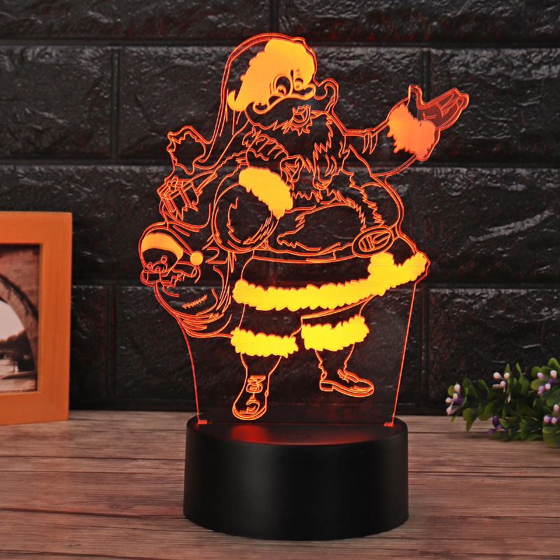 Vánoční 3d Santa Claus Led Noční Dotyková Barva Měnící Iluze Usb Světelná Lampa