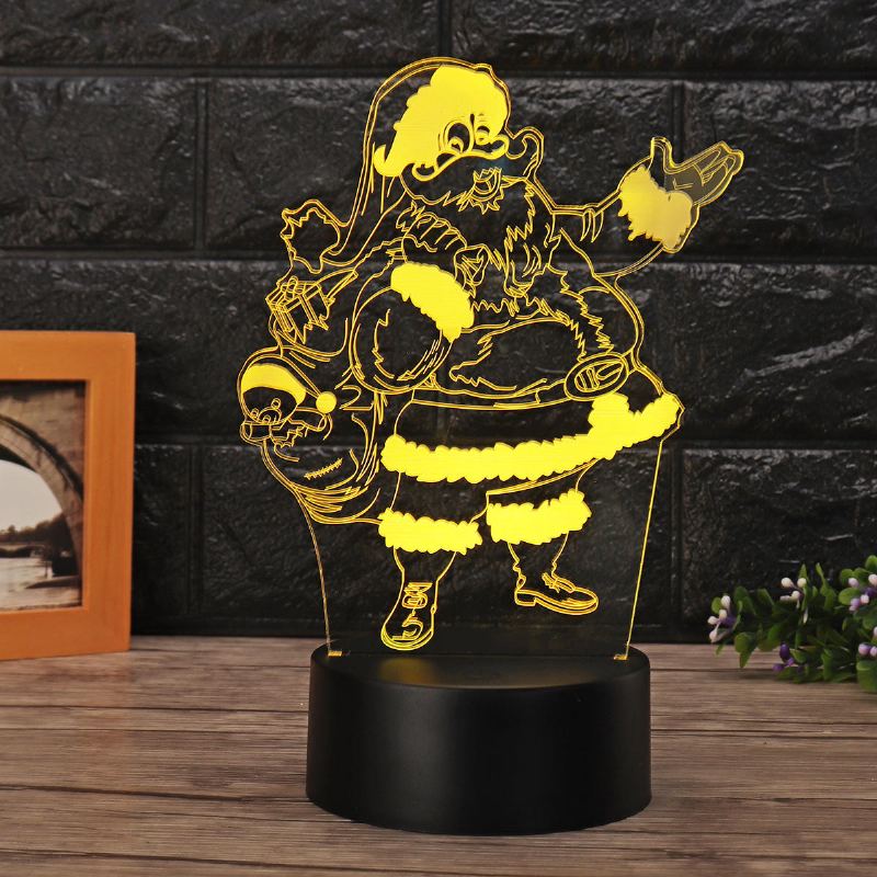 Vánoční 3d Santa Claus Led Noční Dotyková Barva Měnící Iluze Usb Světelná Lampa