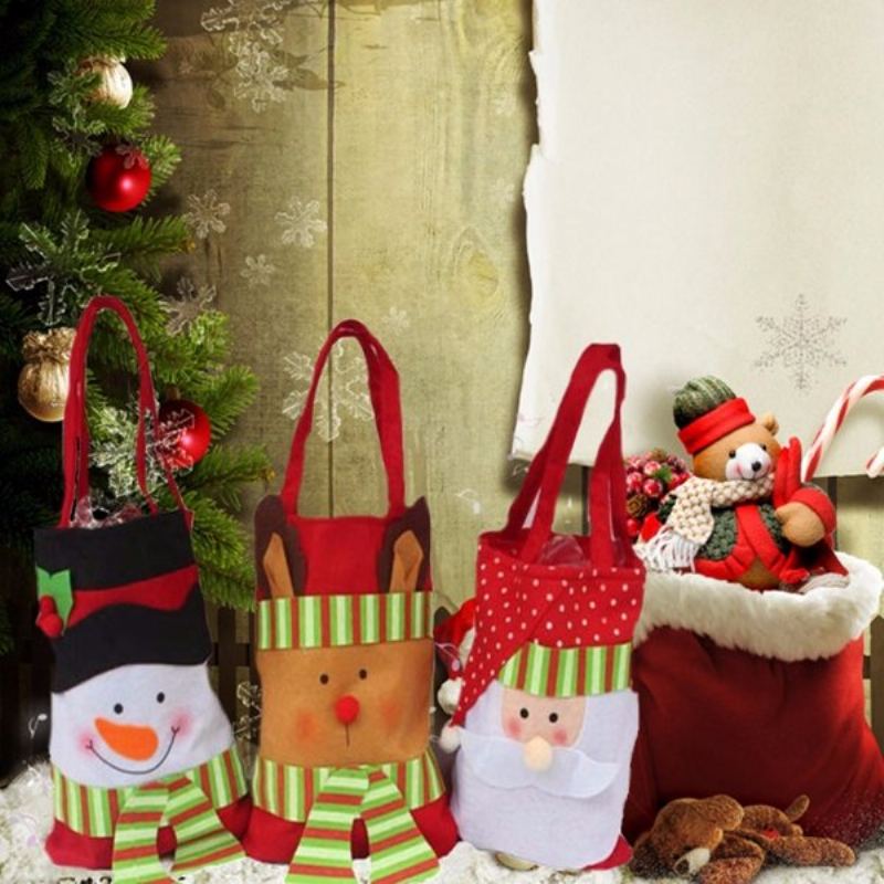Vánoční Dekorace Sněhuláka Santa Claus Dárková Taška Candy Pouch Punčocha