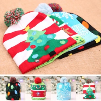 Vánoční Led Světlo Winter Warm Beanie Cap Santa Claus Snowflake Knitted Hat