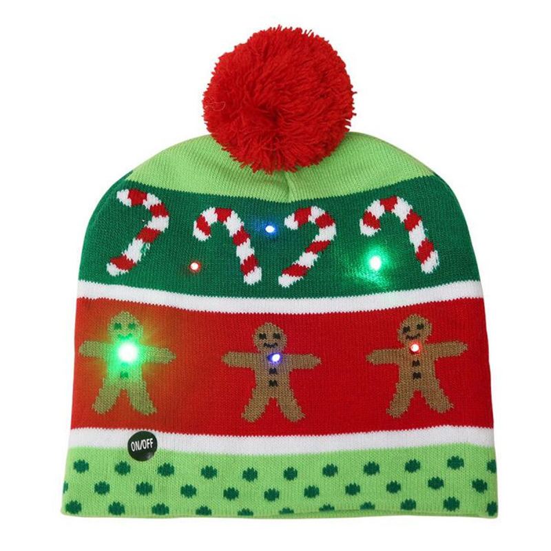 Vánoční Led Světlo Winter Warm Beanie Cap Santa Claus Snowflake Knitted Hat