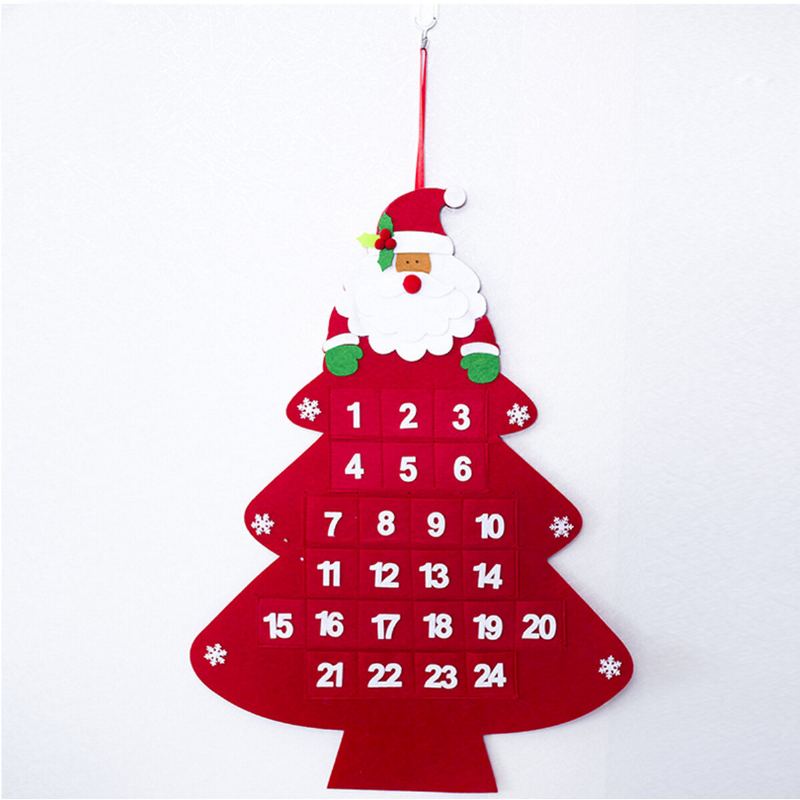 Vánoční Stromeček Adventní Kalendář Plstěná Látka Holiday Countdown Výzdoba
