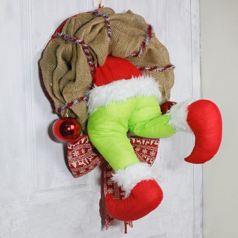 Vánoční Zloděj Ukradl Pytlovinový Věnec Ozdoby Santa Claus