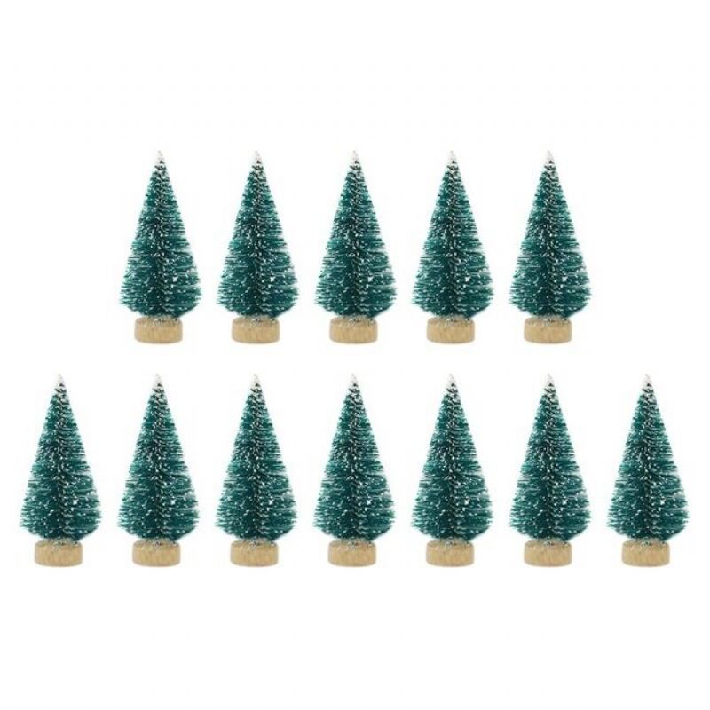12 Ks Mini Vánoční Stromeček Sisal Silk Cedr Dekor Malý Zlatá Stříbrná Modrá Zelená Bílá