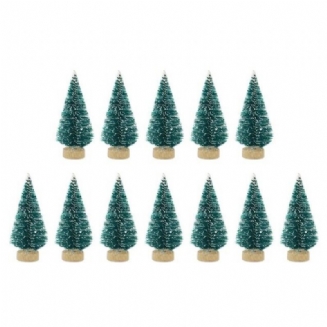 12 Ks Mini Vánoční Stromeček Sisal Silk Cedr Dekor Malý Zlatá Stříbrná Modrá Zelená Bílá