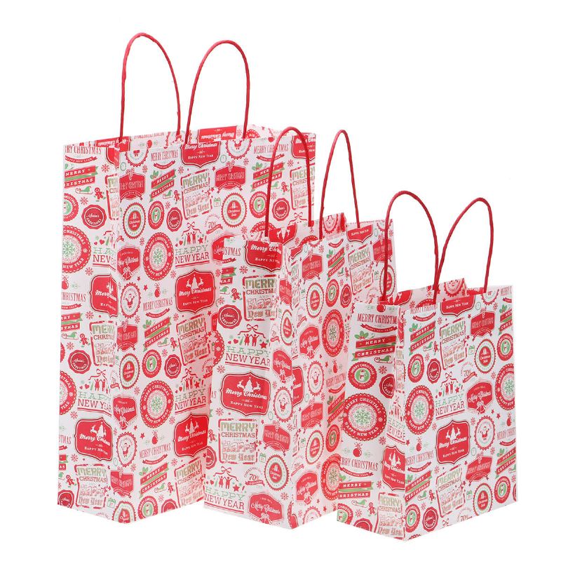 12ks/šarže Christmas Kraft Paper Bag Santa Gift Bag Candy Bag Party Sup