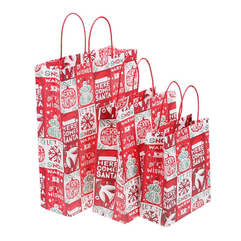 12ks/šarže Christmas Kraft Paper Bag Santa Gift Bag Candy Bag Party Sup