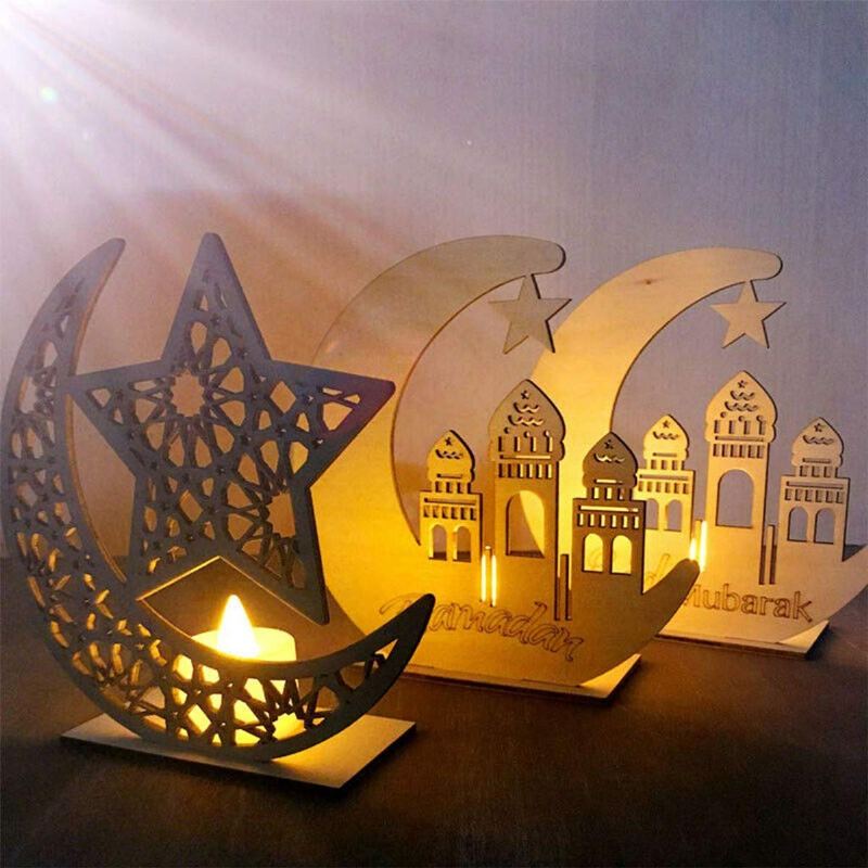 3 Typy Eid Mubarak Měsíc Dekorace Dřevěná Islámská Mešita Přívěsek Plaketa Ramadánové