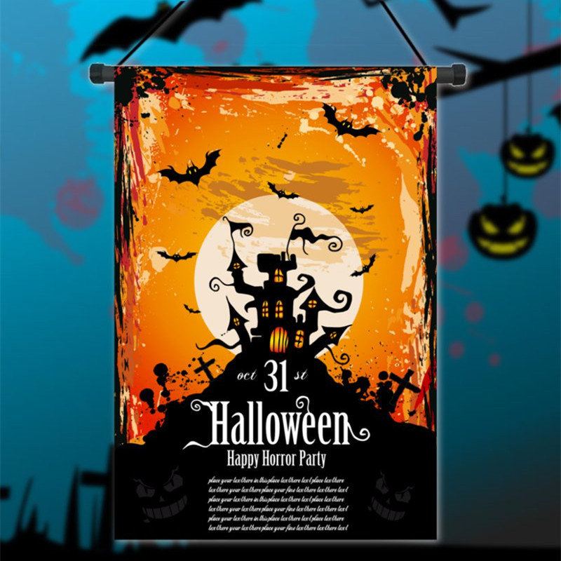 30x45cm Halloween Polyester Black Castle Bat Flag Zahradní Sváteční Dekorace