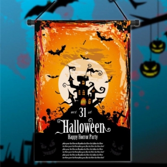 30x45cm Halloween Polyester Black Castle Bat Flag Zahradní Sváteční Dekorace