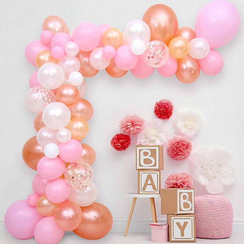 Balónový Oblouk Garland Set Rose Gold White Confetti Balon Set Pro Svatební Narozeninovou Párty