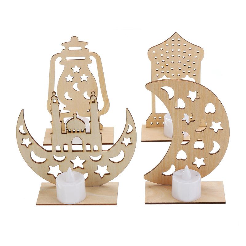 Dřevěná Lampa Diy Islámský Palác Led Dekorace Stolní Dárky Pro Eid Mubarak