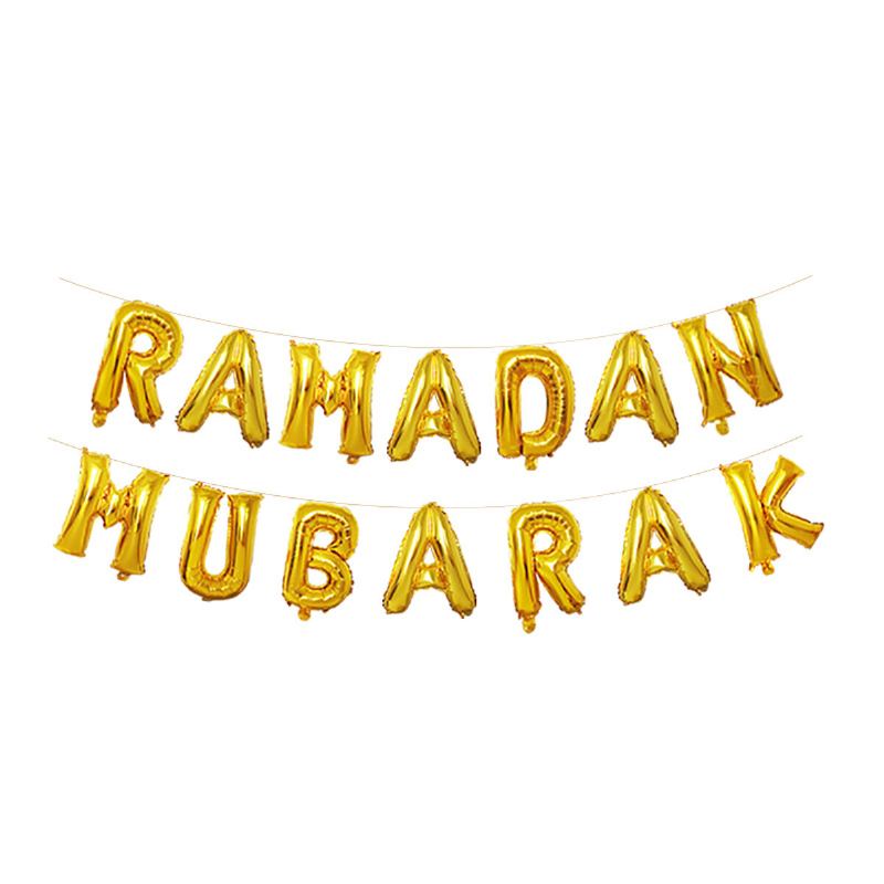 Eid Ramadan Mubarak Letter Pentagram Moon Party Fólie Balón Dekorace Sada