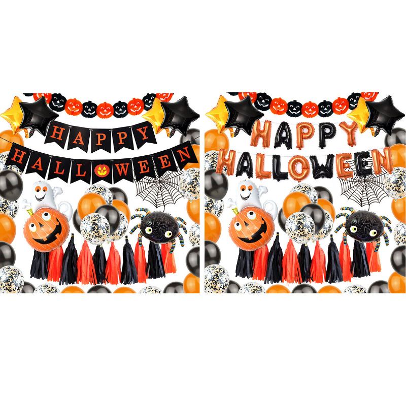 Halloween Balloon Set Letter Flag Banner Ballnoon Dekorace