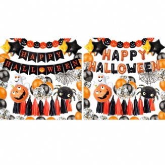 Halloween Balloon Set Letter Flag Banner Ballnoon Dekorace