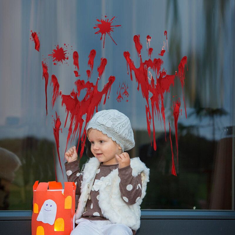 Halloween Blood Handprint Skleněná Samolepka Na Okno Odnímatelné Samolepky Na Zeď Dekorace Do Obývacího Pokoje