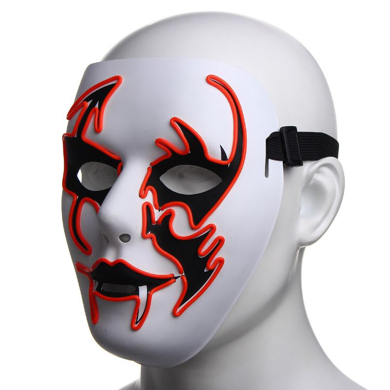 Halloweenská Maska Led Svítící Blikající Na Obličej Party Masky Se Rozsvítí Dance Halloweenský Cosplay