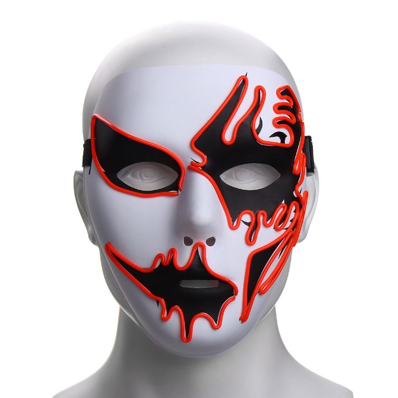 Halloweenská Maska Led Svítící Blikající Party Masky Svítí Taneční Halloweenské Cosplay Rekvizity