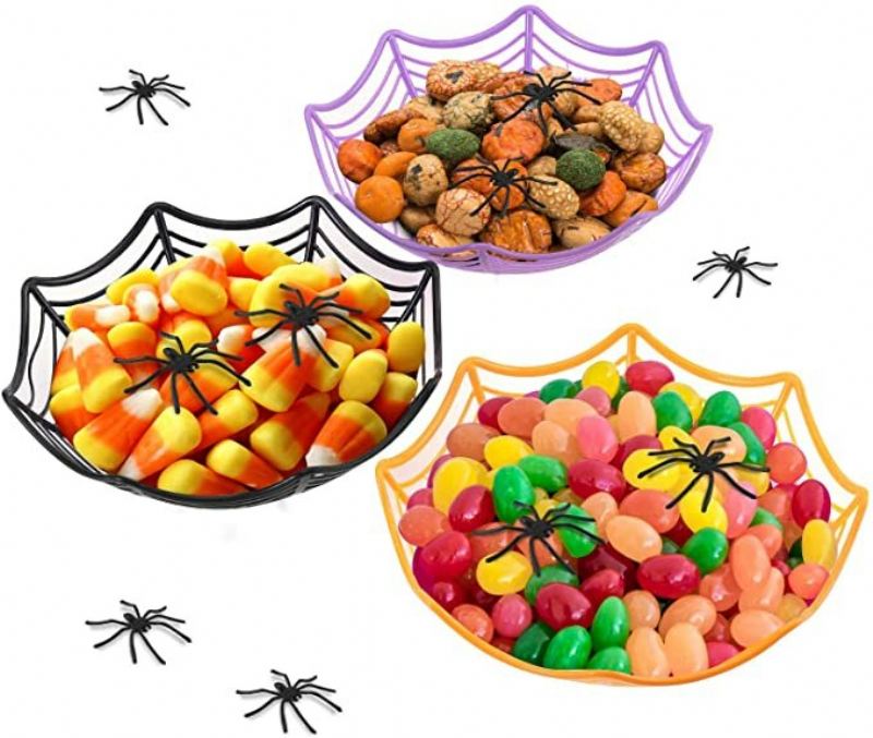 Halloweenské Misky Na Cukroví Pavučinové Plastové Pro Děti S Triky Nebo Pamlsky Košíky Dekorace