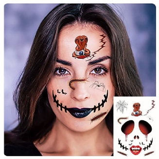 Halloweenské Tetovací Samolepky Strašidelné Dočasné Tetování Na Obličej Teror Samolepka Na Zeď Halloween Festival Decoration