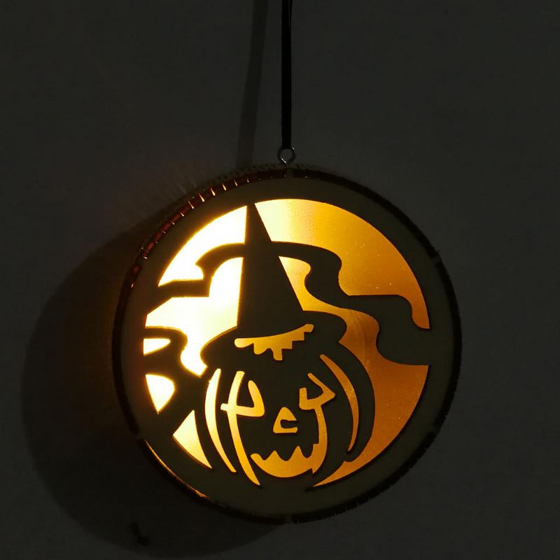 Jm01493 Dýňové Dřevěné Led Světlo Halloween Dekorace Nástěnná Lampa Pro Slavnostní Party