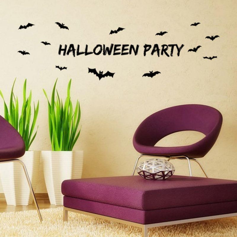 Miico Aw9352 Halloweenská Samolepka Na Zeď Odnímatelné Samolepky Pro Halloweenskou Párty Dekorace Pokojové