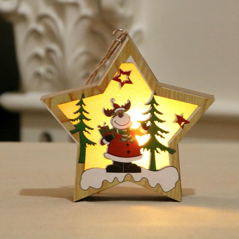 Světelné Vánoční Dřevěné Ozdobné Led Světlo Santa Claus Deer Lampa Xmas