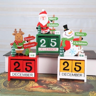 Vánoční Adventní Odpočítávací Kalendář Dřevěný Santa Claus Sněhulák Sob Vzor S Malovanými Bloky Dekorace Na Prázdninový Dům