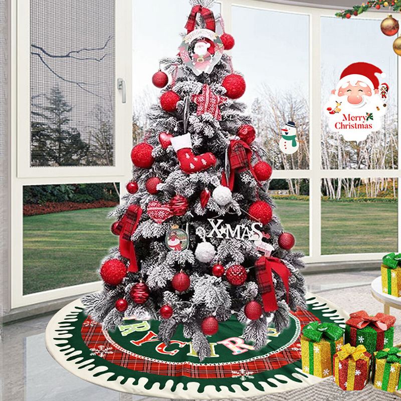 Vánoční Dekorace 2023 87cm Stromeček Sukně Rohož S Okrajem Kulatý Rohožový Koberec Pro Domácí Dekoraci Obývacího Pokoje