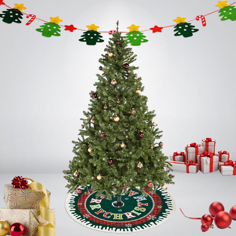 Vánoční Dekorace 2023 87cm Stromeček Sukně Rohož S Okrajem Kulatý Rohožový Koberec Pro Domácí Dekoraci Obývacího Pokoje