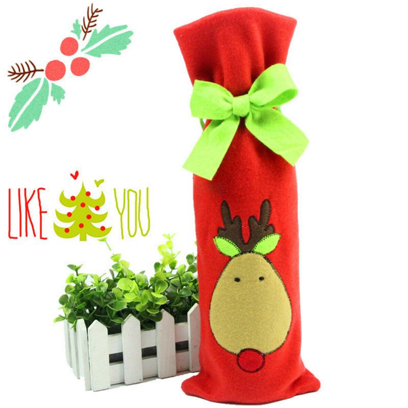 Vánoční Dekorace Červená Santa Tree Elk Víno Na Láhve Tašky Dinner Party Gift