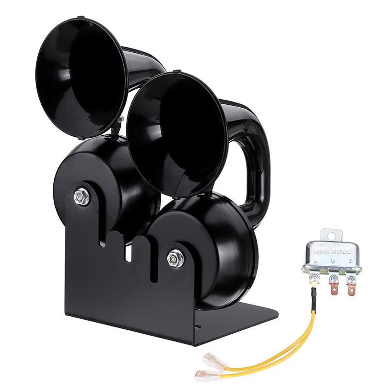 12v 130hz 126db/130db Single/double Snail Air Horn Elbow Whistle Černá Slitina Pro Osobní Automobily