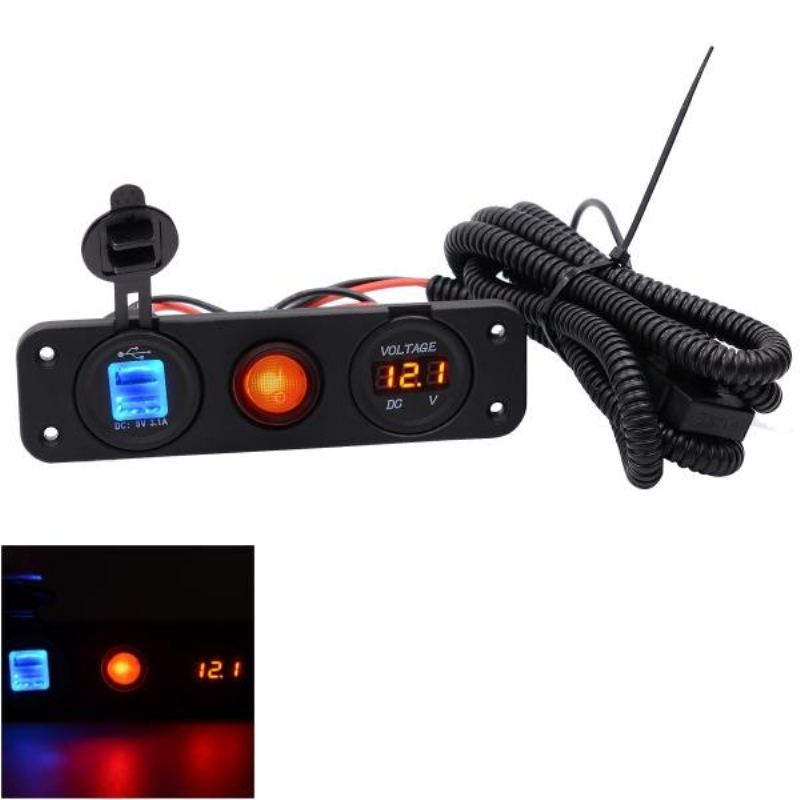 12v-24v 3.1a 22w Duální Usb Nabíječka Voltmetr Vodotěsný Panel Led Pro Spínací Pro Námořní Motorku A Člun