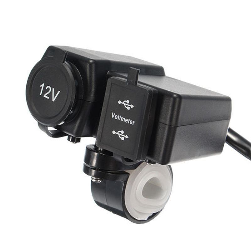 12v/24v 3.1a Vodotěsná Motocyklová Nabíječka S Dvojitým Usb Portem Led Voltmetr Zásuvka