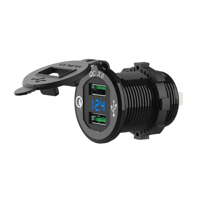 12v-24v Qc3.0 Duální Usb Zásuvka Rychlé Nabíječky Pro Automobil Loď Motorka