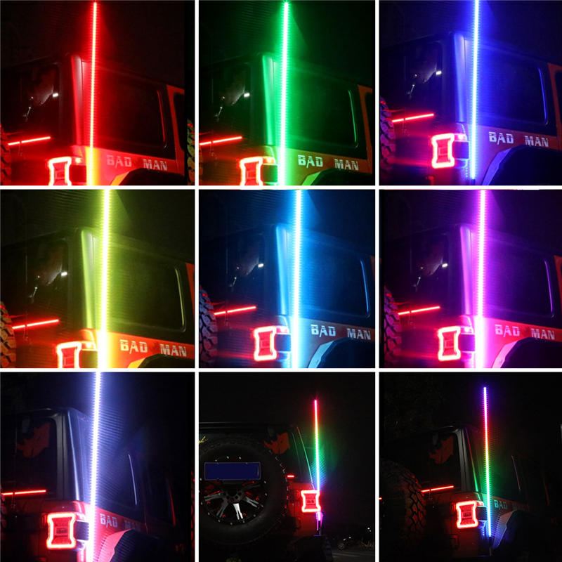 12v 30-45w/35-55w 3ft/4ft 240led/300led 5050 Rgb Bluetooth Flagpole Light App Control Pro Jeep Utv Atv Motocykl