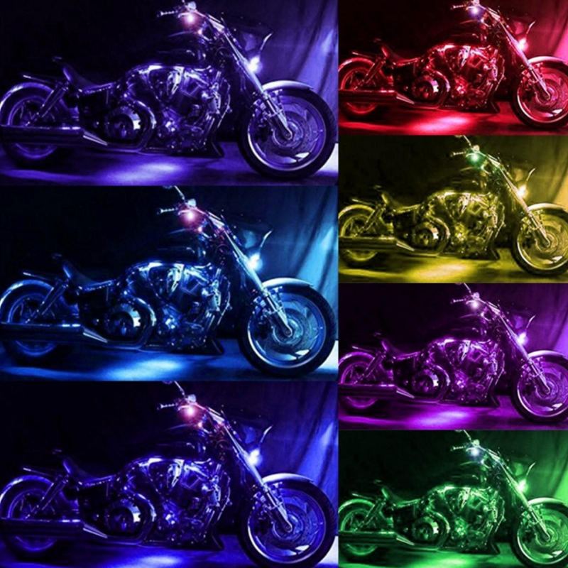 12v 50w Vícebarevné Bezdrátové Dálkové Ovládání Motocyklová Lampa Rgb Flexibilní Pruhy Světlo S Efektem Země