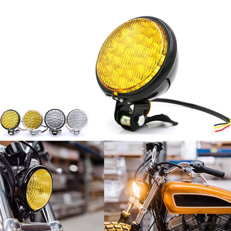 12v 55w Motocyklový Led Přední Světlomet Univerzální Dálková Světla Jantarová Motocyklová Retro Kulatý Reflektor