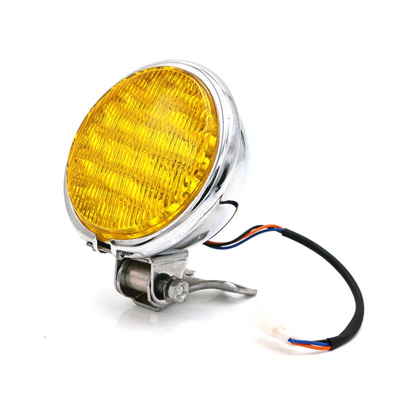 12v 55w Motocyklový Led Přední Světlomet Univerzální Dálková Světla Jantarová Motocyklová Retro Kulatý Reflektor