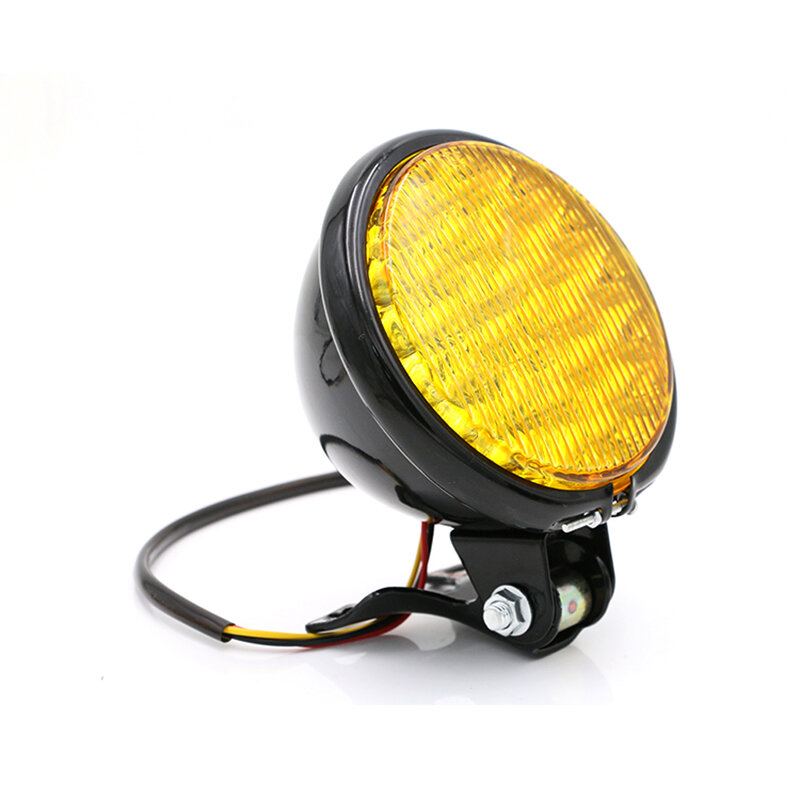 12v 55w Motocyklový Led Přední Světlomet Univerzální Dálková Světla Jantarová Motocyklová Retro Kulatý Reflektor