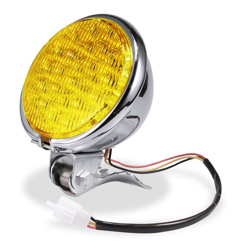 12v 55w Motocyklový Led Přední Světlomet Univerzální Dálková Světla Jantarová Motocyklová Retro Kulatý Reflektor